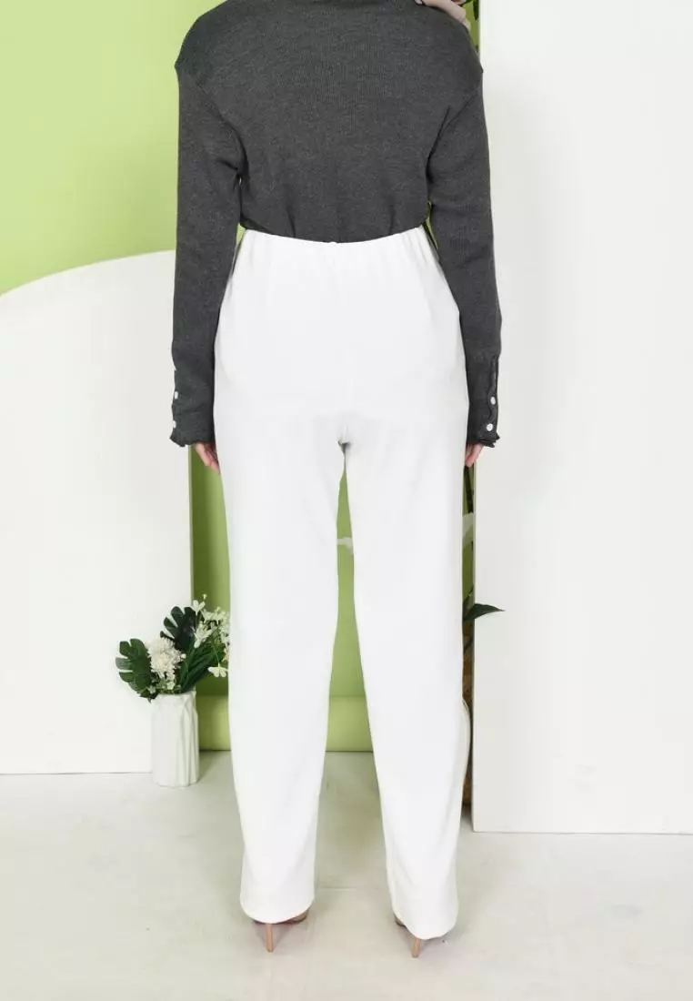 Kama Highwaist Loose Pants - Broken White M19314 R37S6 (S-M)