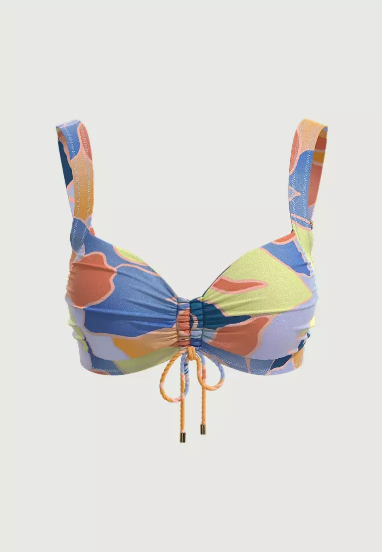 Waterlily Penny Blue Plus Cup Ruched Front Top