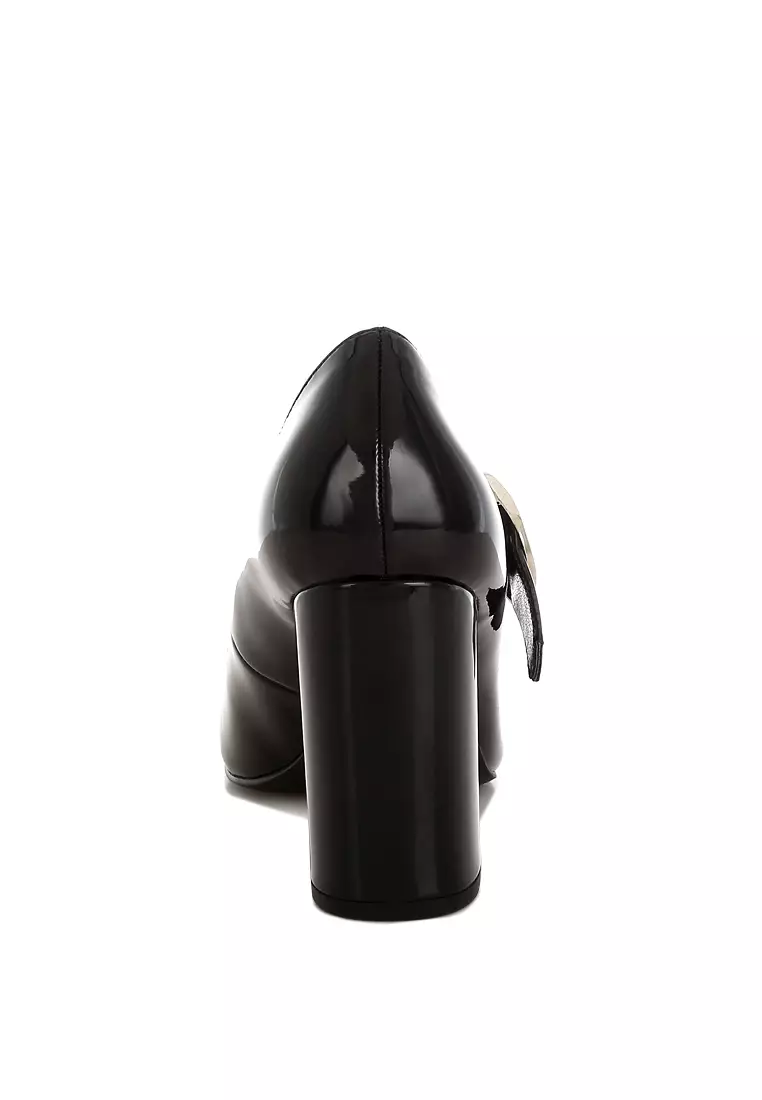 Block Heel Mary Jane Sandals in Black