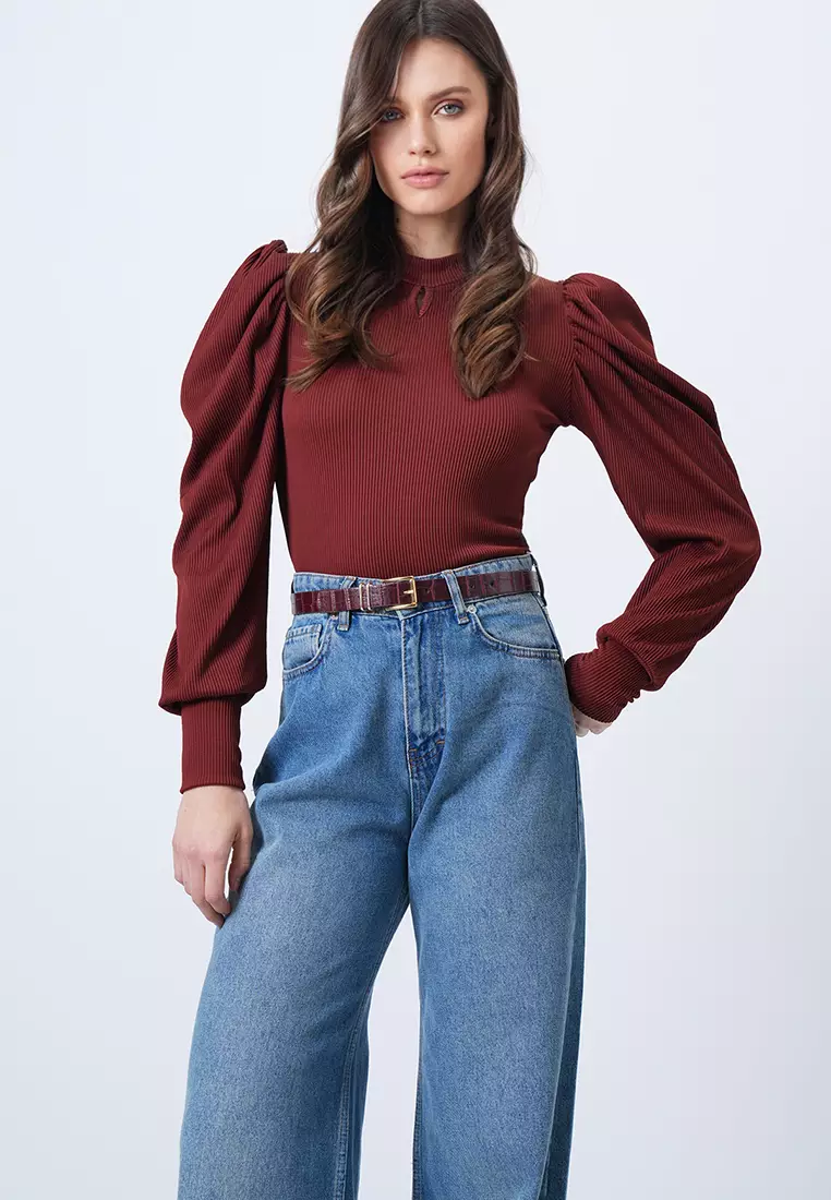 Long Puff Sleeves Top