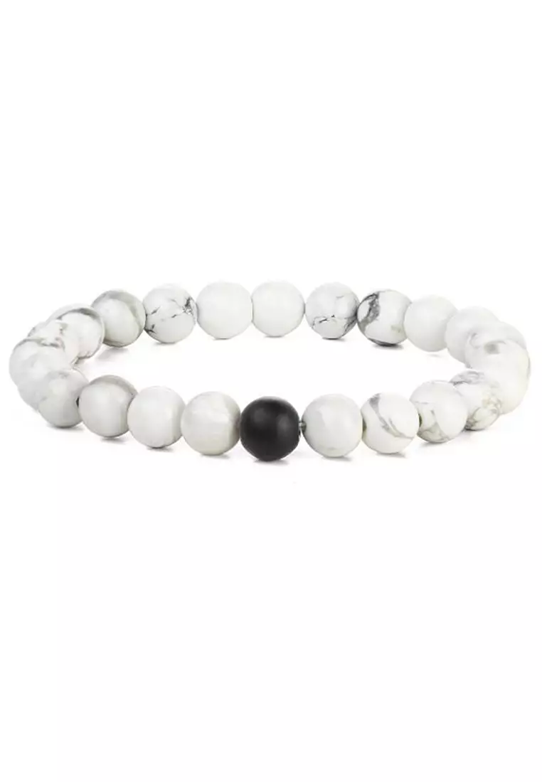 White and black bead bracelet store