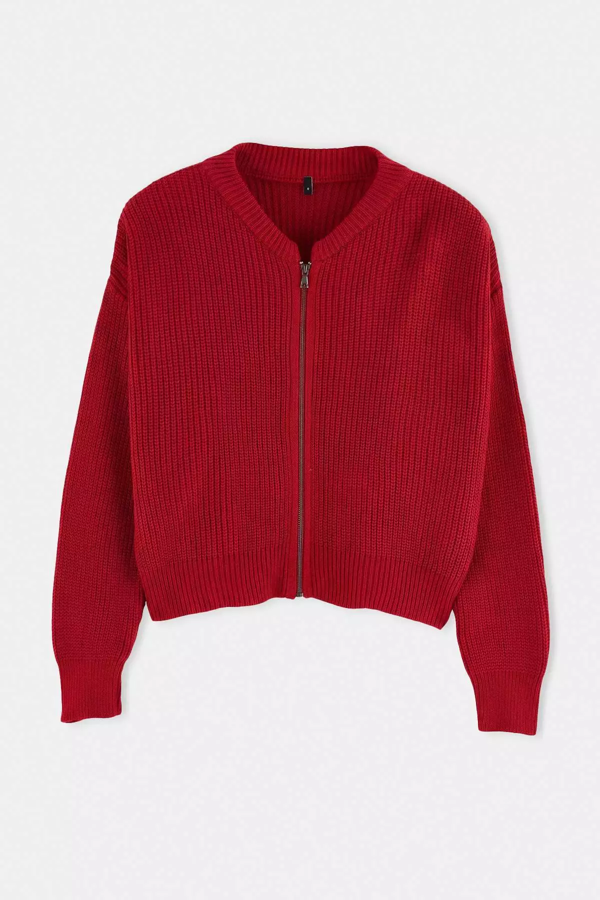 Tile Wide Pattern Bomber Collar Zippered Knitwear Cardigan Twoaw24Hi00153
