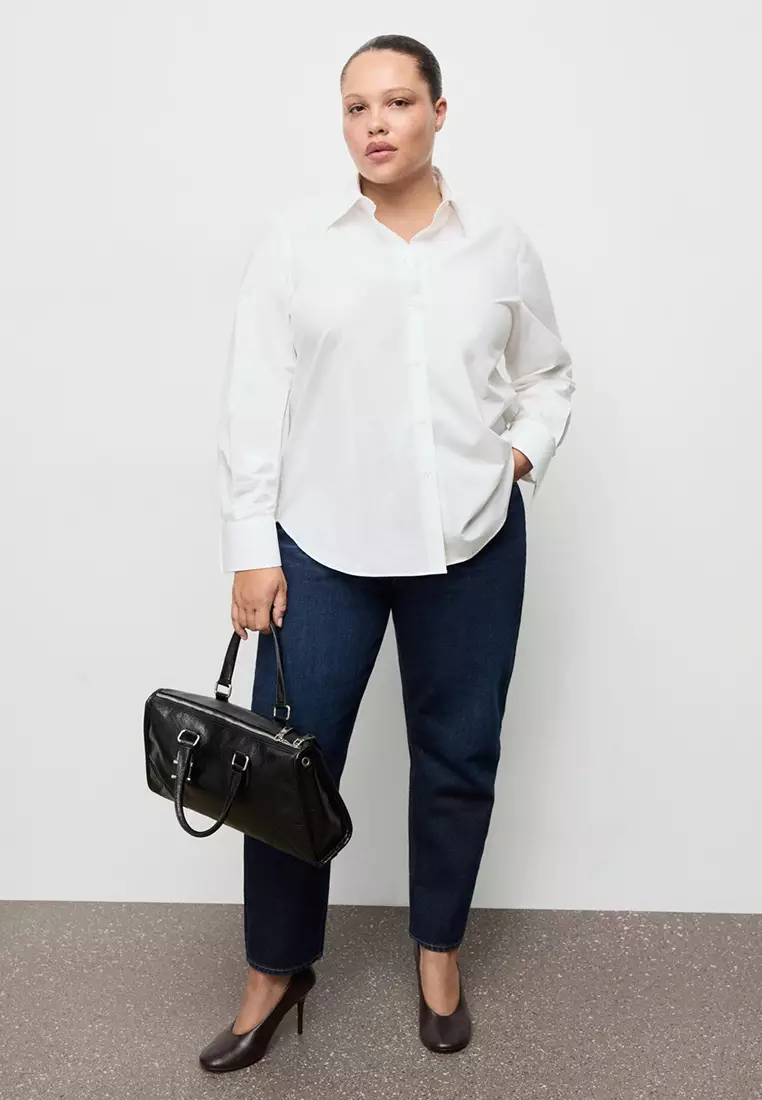 Cotton And Lyocell Blend Straight Shirt