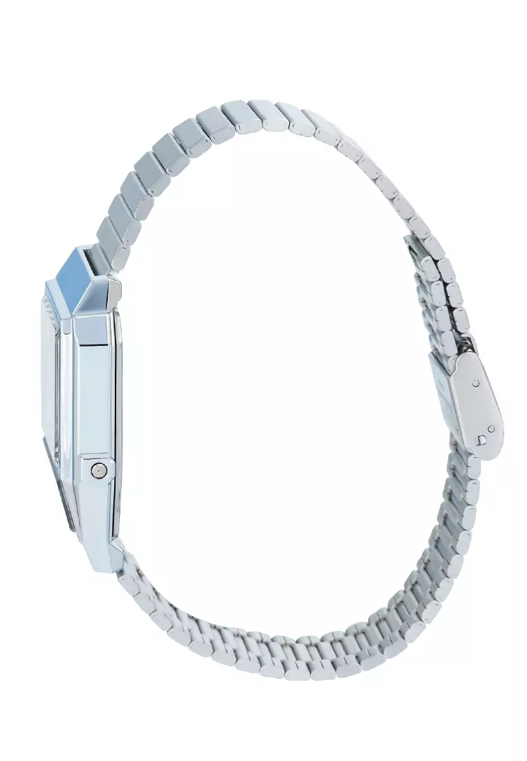 Casio Vintage Analog Digital AQ-800E-3A Jam Tangan Unisex - Light Green Dial Silver Stainless Steel