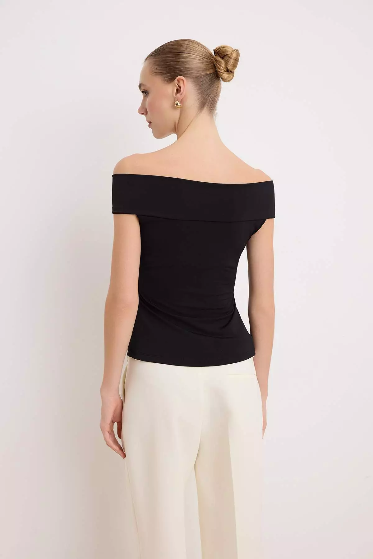 Black Rose Detailed Fitted/Fitted Stretchy Knitted Blouse Twoss25Bz41