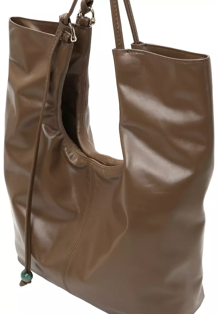 Ruche Cutout 摺疊手提袋 - 復古油蠟大象灰色