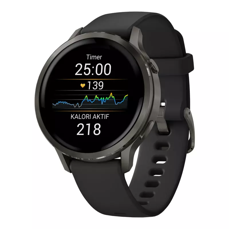 Jam Tangan Pria Garmin Venu 4 010-03013-42 Advanced GPS Smartwatch Digital Dial Slate Black Silicone Band