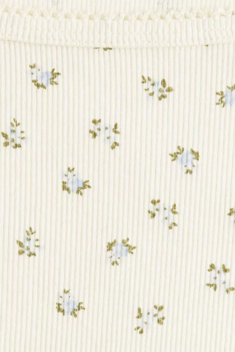 Picot-trimmed ribbed T-shirt