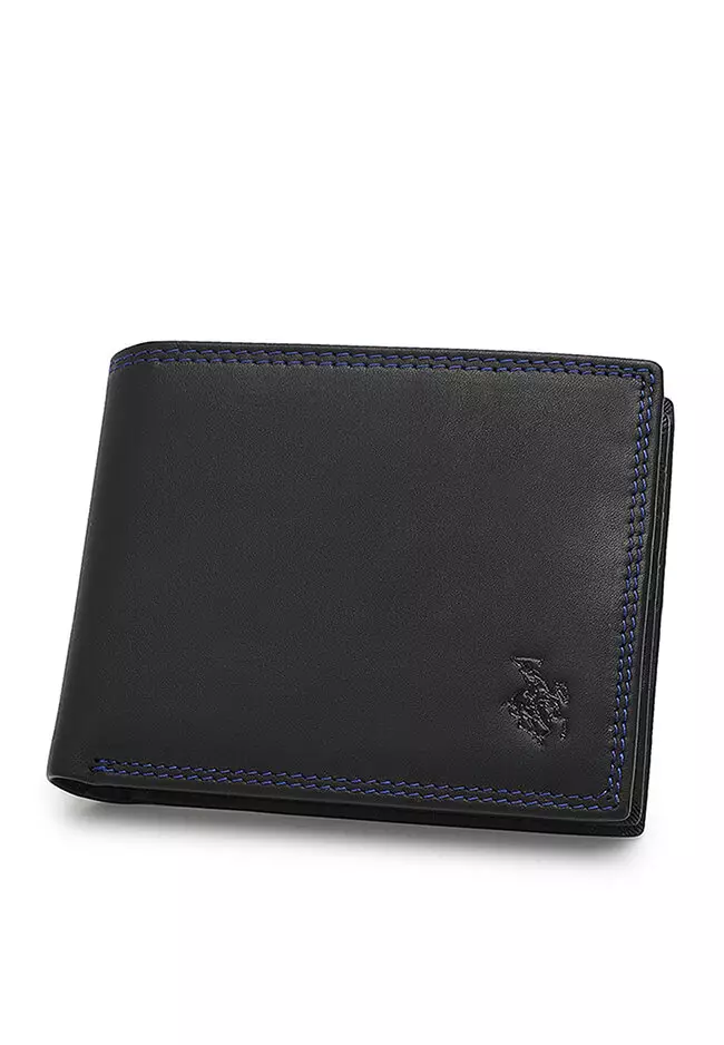 Men's Genuine Leather RFID Short Wallet - Black