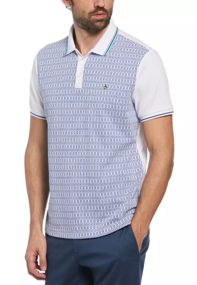 Buy Original Penguin Jacquard Mini Lines Front Short Sleeve Polo