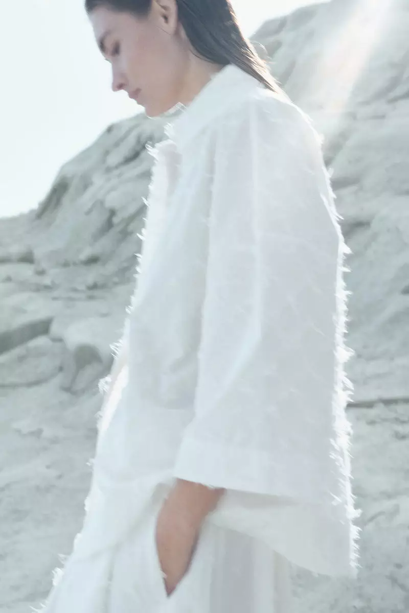 Oversized fringed shirt