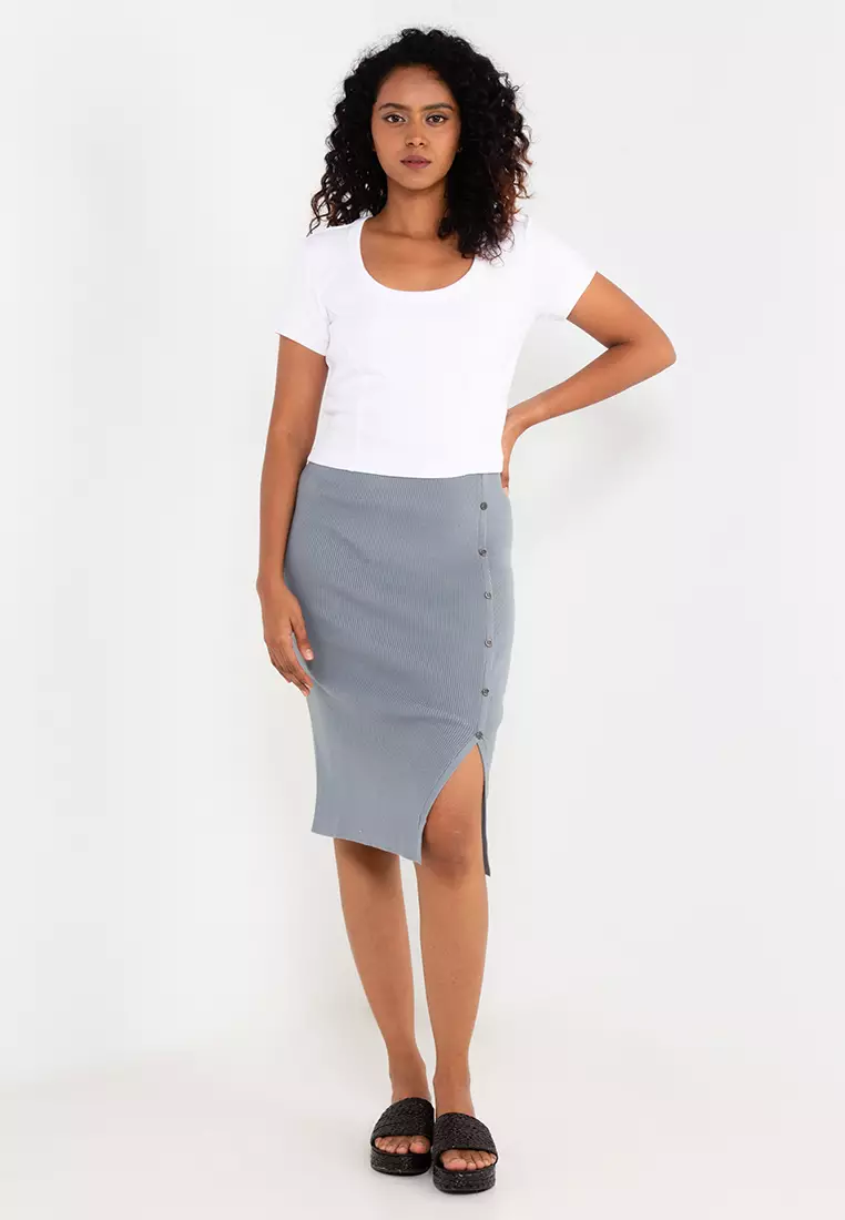 Buy Calvin Klein Brand Tape Ribbed Skirt 