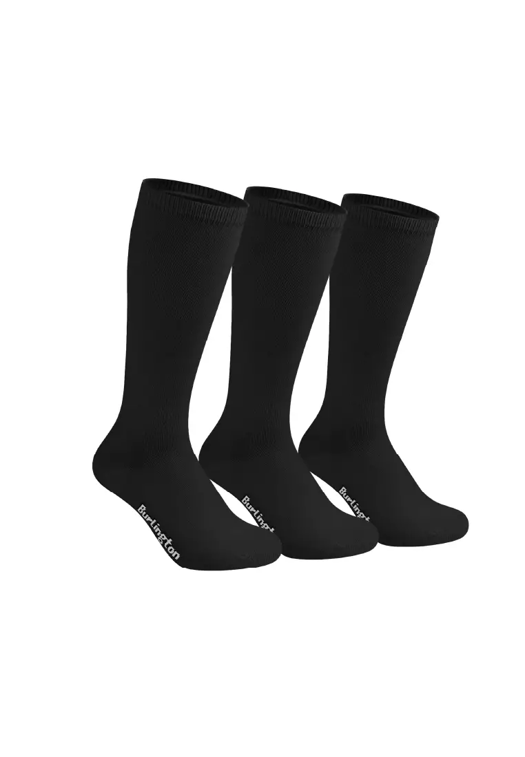 Ladie's Cotton Thin Casual Knee High Socks 3 pairs in a pack BLHKG2