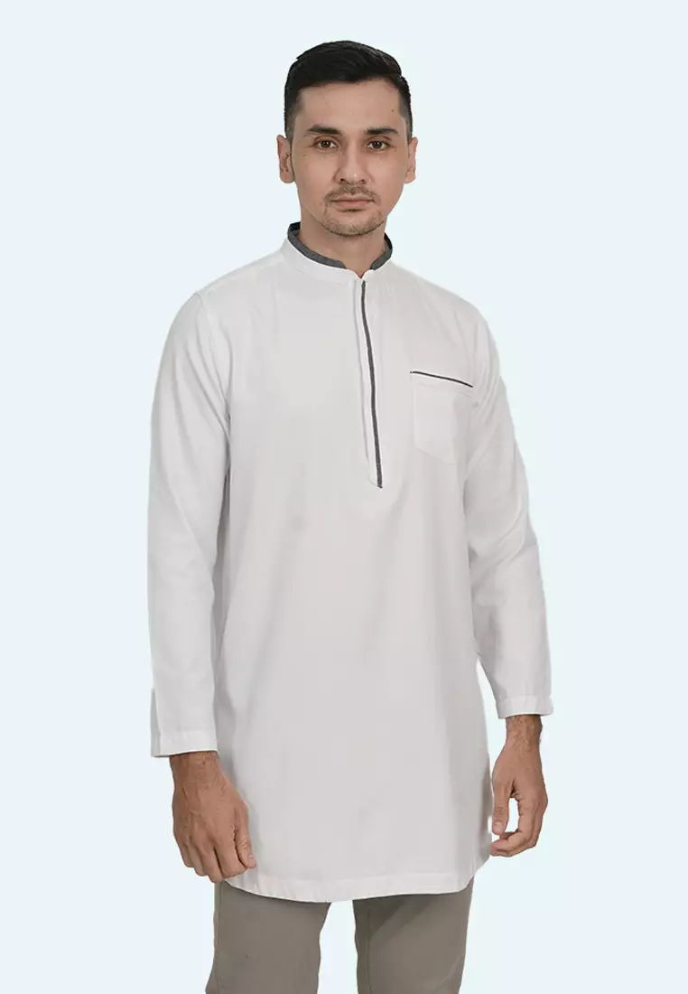 LGS - Kemeja Koko Pria - Reguler Fit - Kerah Shanghai - Putih - Lengan Panjang - CSH.283.S2072K.445.C-L/S