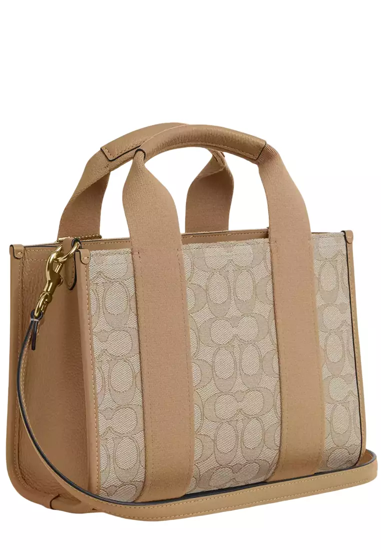 Smith Tote Bag 24 In Signature Jacquard - Light Khaki Multi CAR78