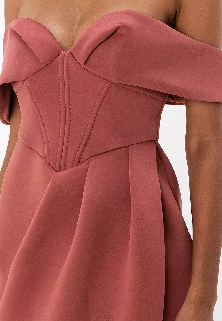 Petite r Corset Midi Wrap Skirt Dress