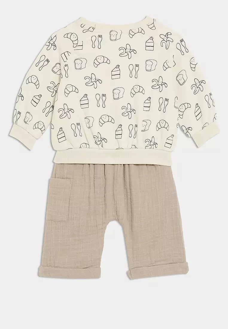 2pc Pure Cotton Snack Time Outfit