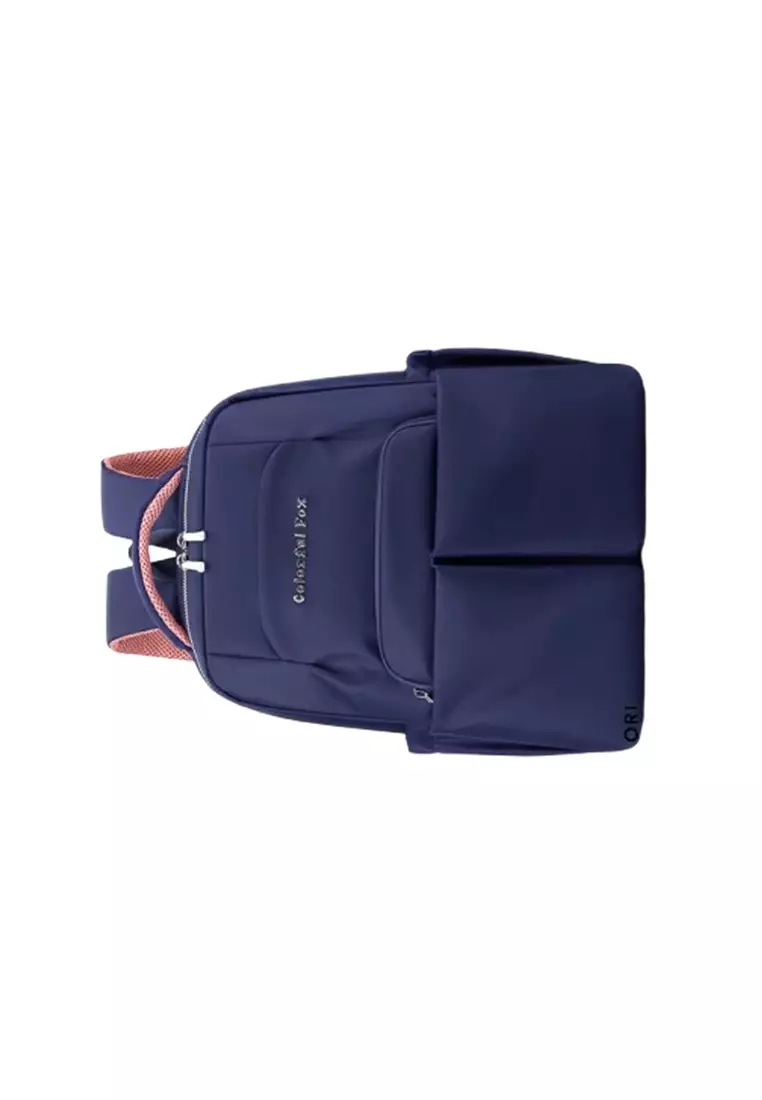 Tas Ransel COLORFUL FOX Wanita Backpack Wanita Remaja Tas Bahan Anti Air BAEOS ORIGINAL - Navy