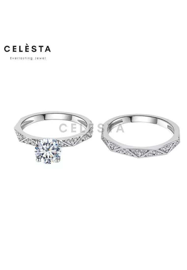 Berlian Moissanite Clarette Ring [GRA CERTIFICATE MOISSANITE DIAMOND] - Cincin Moissanite Diamond 1 CT 925 Silver Celesta by Her Jewellery