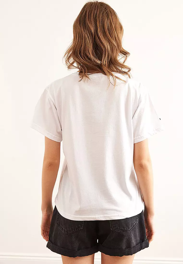 Bow Detailed Regular Fit Cotton T-Shirt