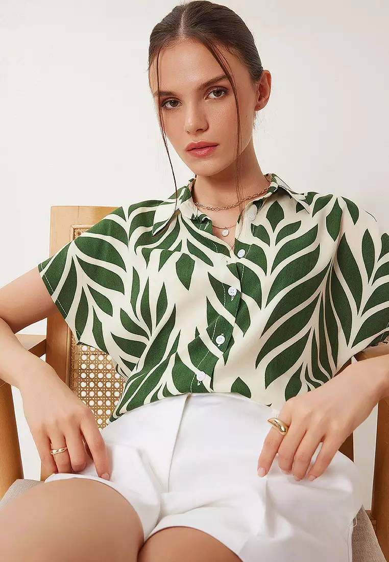 Patterned Short Sleeve Viscose Shirt