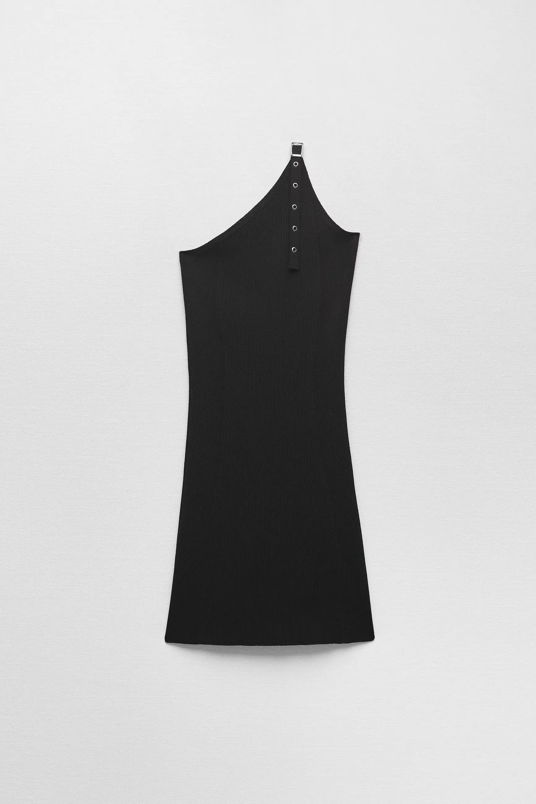Asymmetric Knit Mini Dress With Buckle