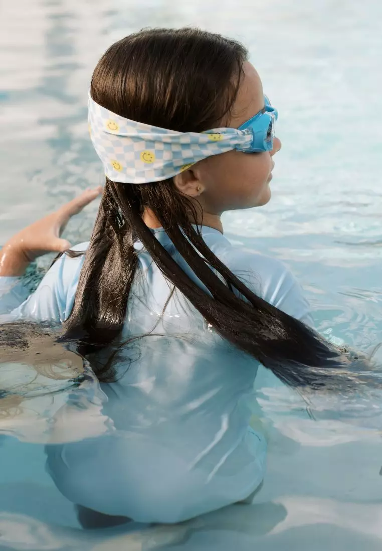 Tangle-Free Goggle Elastic Strap - Blue Smiley