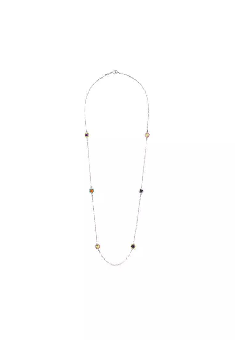 TOUS TOUS Vibrant Colors Silver Necklace with Gemstones