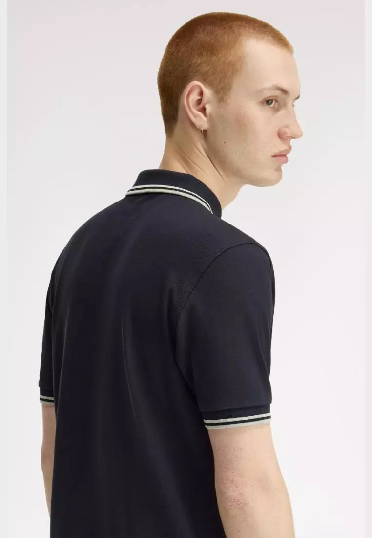 Fred Perry M3600 Twin Tipped Fred Perry Shirt (Navy / Seagrass / Seagrass)