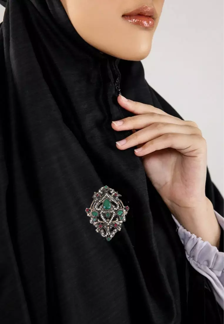 Aksesoris Bros Wanita Ananiya Diamonz Brooch Gold & Green