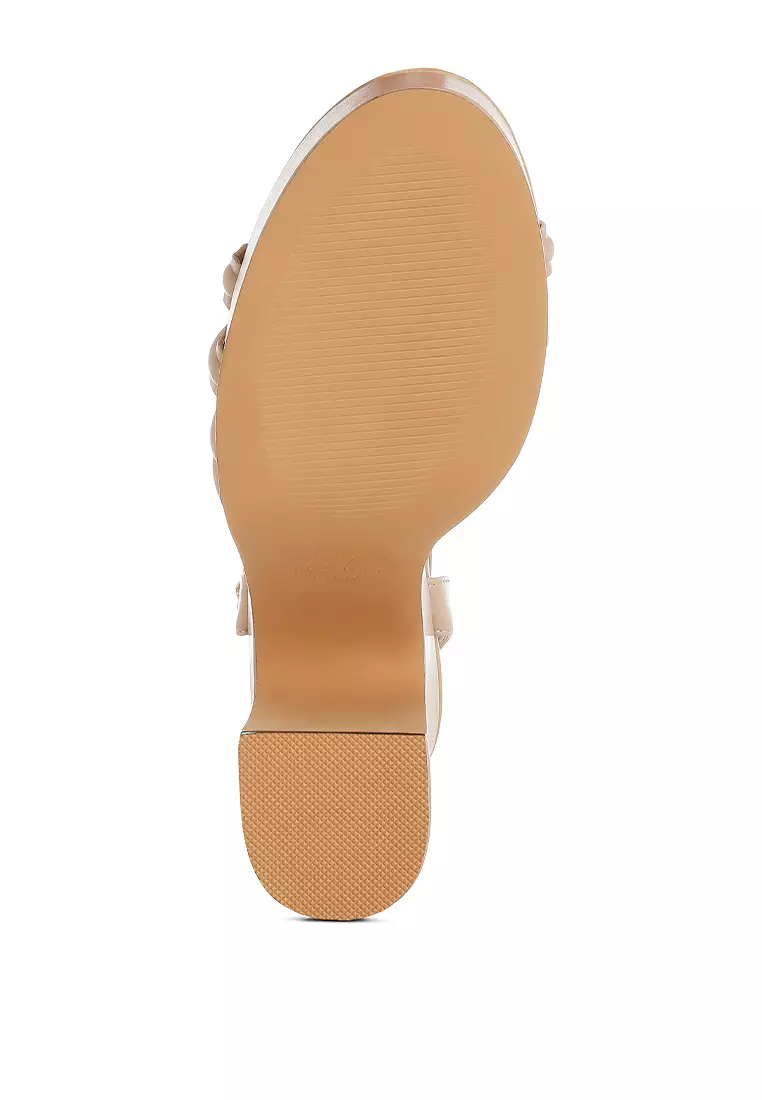 Sandal Platform Tinggi Bertali Warna Beige