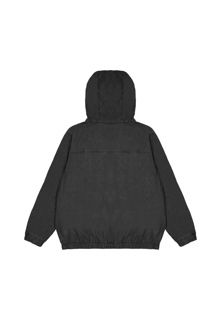 3Second Men's Denim Jacket Zipper Hoodie Regular Fit Cotton Quill HP-C010625