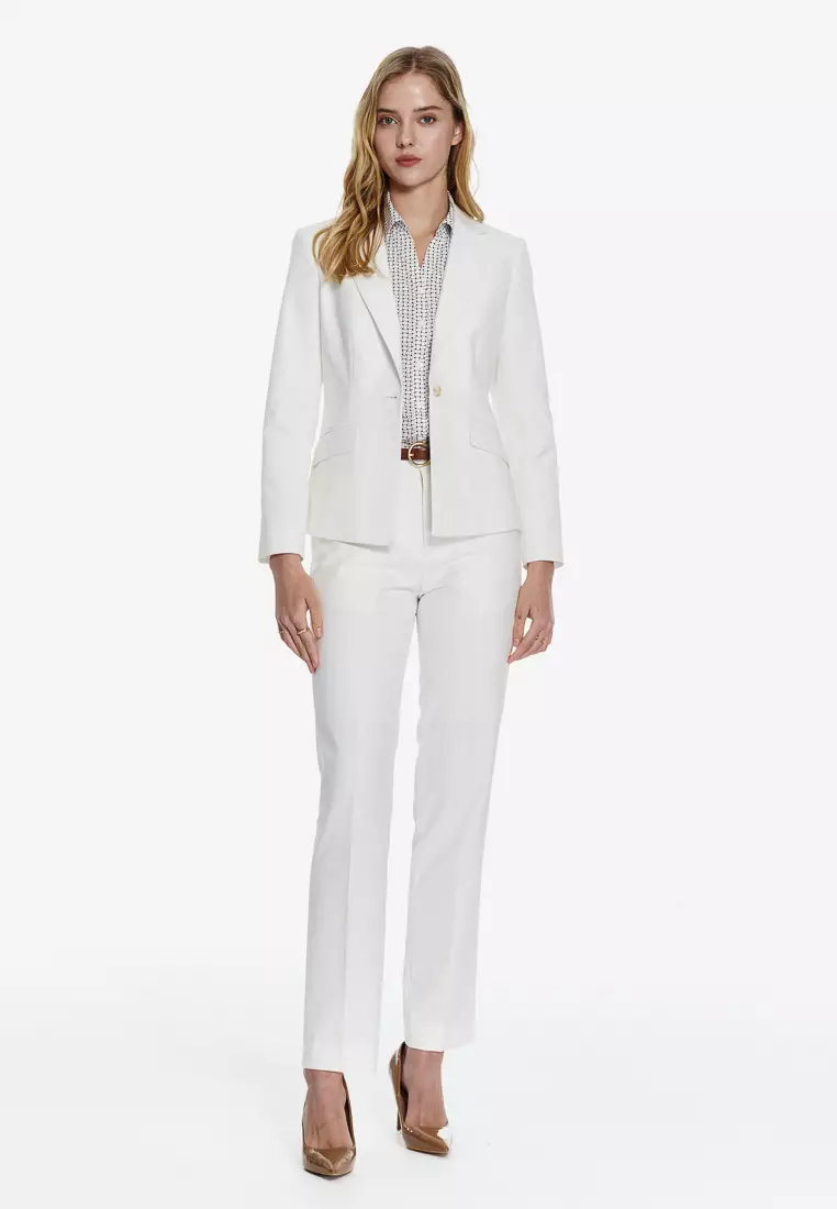 白色直筒版西裝褲(可機洗)