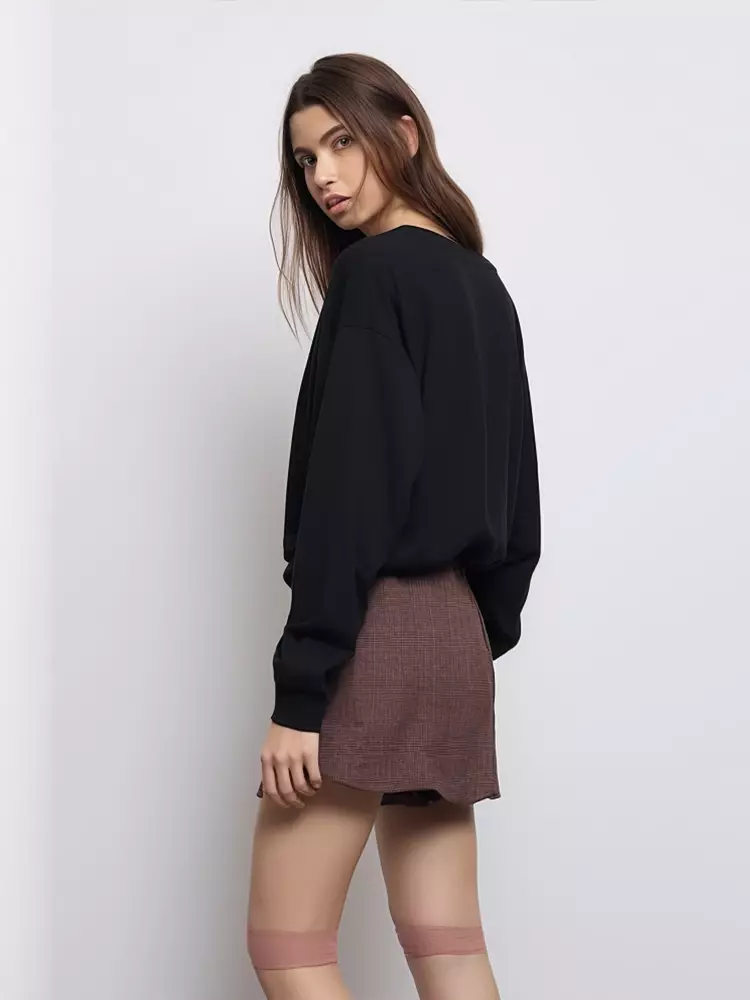 LTF19 kaos lengan panjang wanita kekinian LV live in abundance hitam