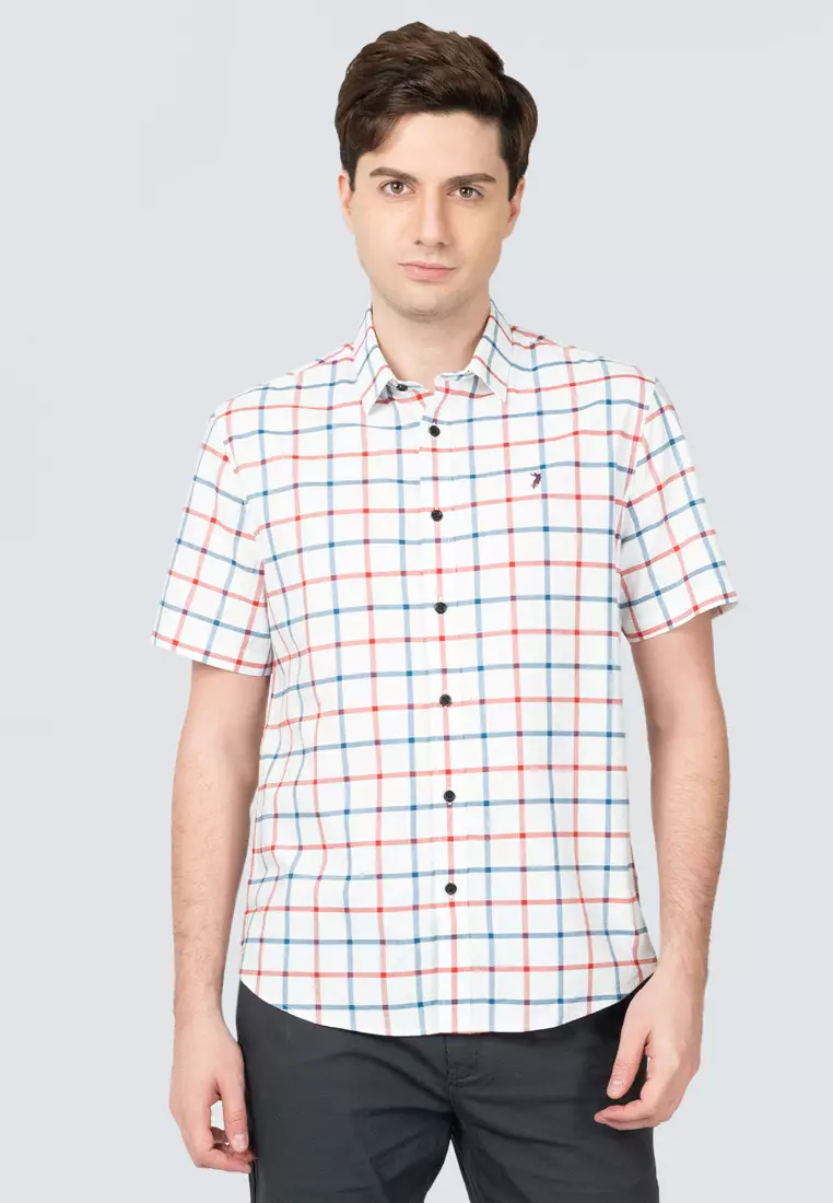 Polo Haus Men’s 100% Cotton Signature Fit Check Short Sleeve MBSS018