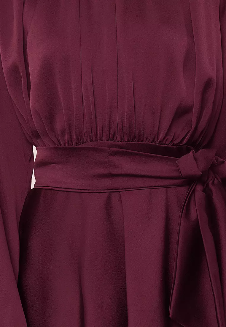 Modest Layered Satin Evening Dress