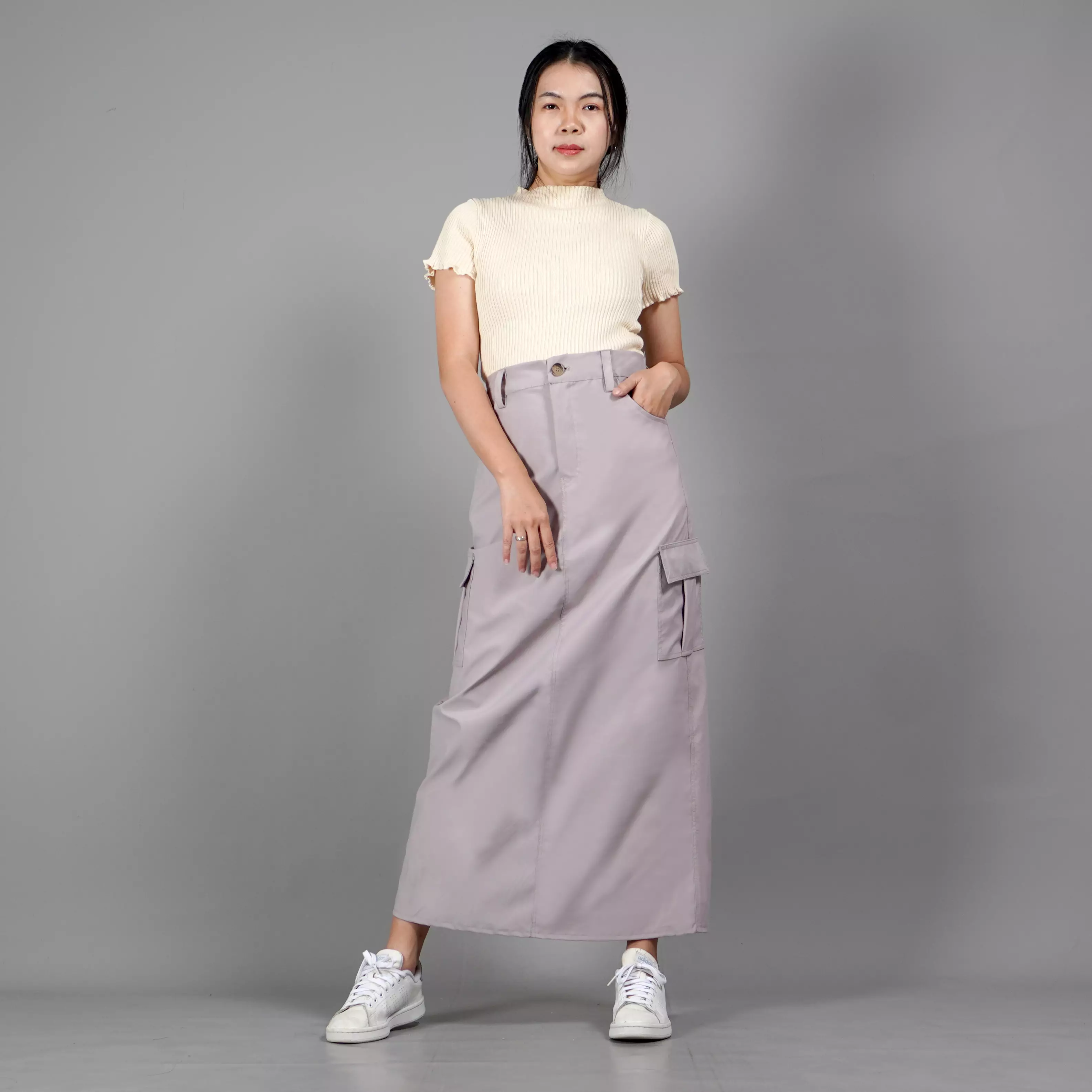 MAGGIE Cargo Skirt Rok Cargo Rok Kargo Rok Gaya Korea - BEIGE