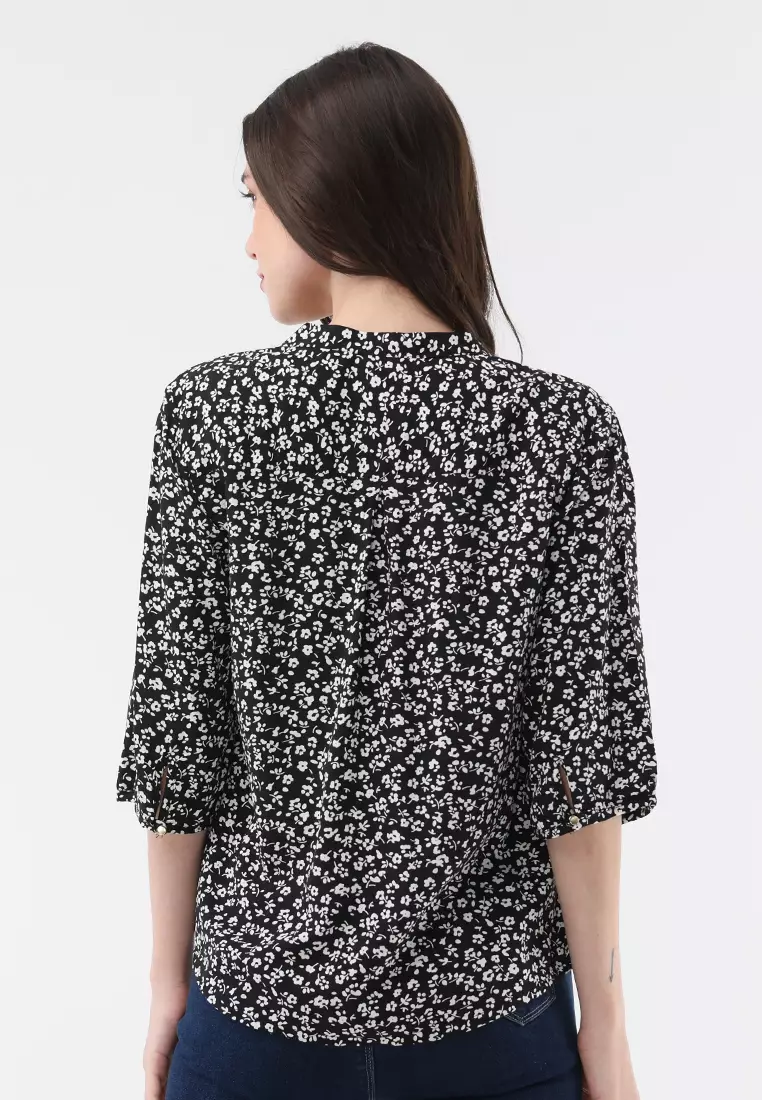 3/4 Sleeves Chinese Collar Blouse