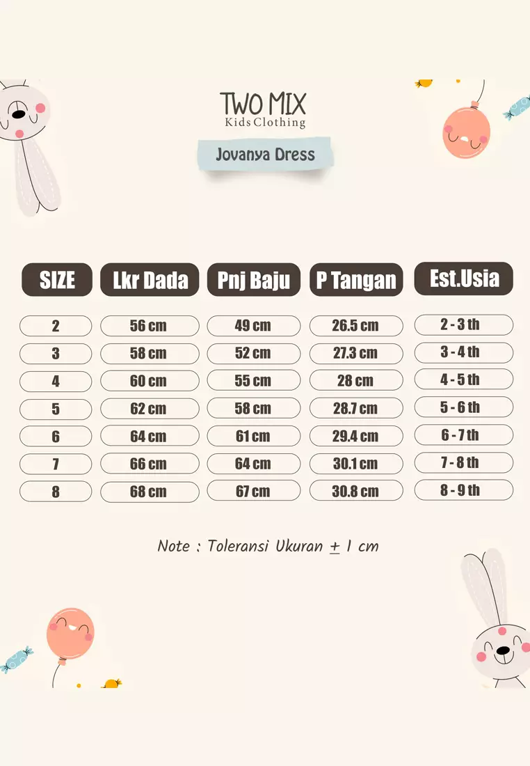 Two Mix - Dress Anak Perempuan Lucu Lengan Panjang - Baju Tunik Atasan Anak Cewek 1- 8 Tahun 4369 Terracotta