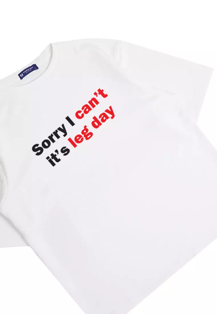 MTQ04 kaos oversize gym bahan scuba distro gymbro sorry i cant leg day binaraga cowo putih