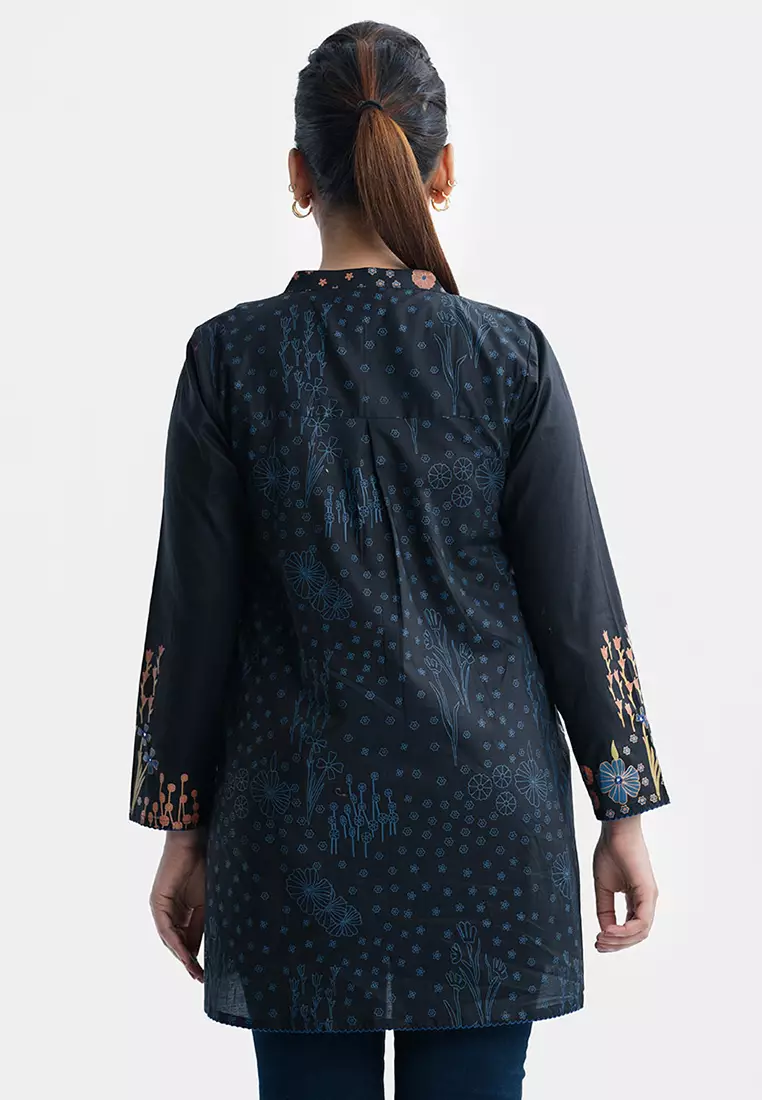 Le Reve 印花 A 字型棉质束腰上衣