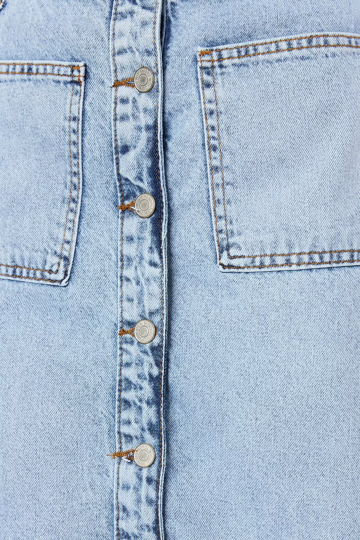 Double Pocket High Waist Denim Skirt