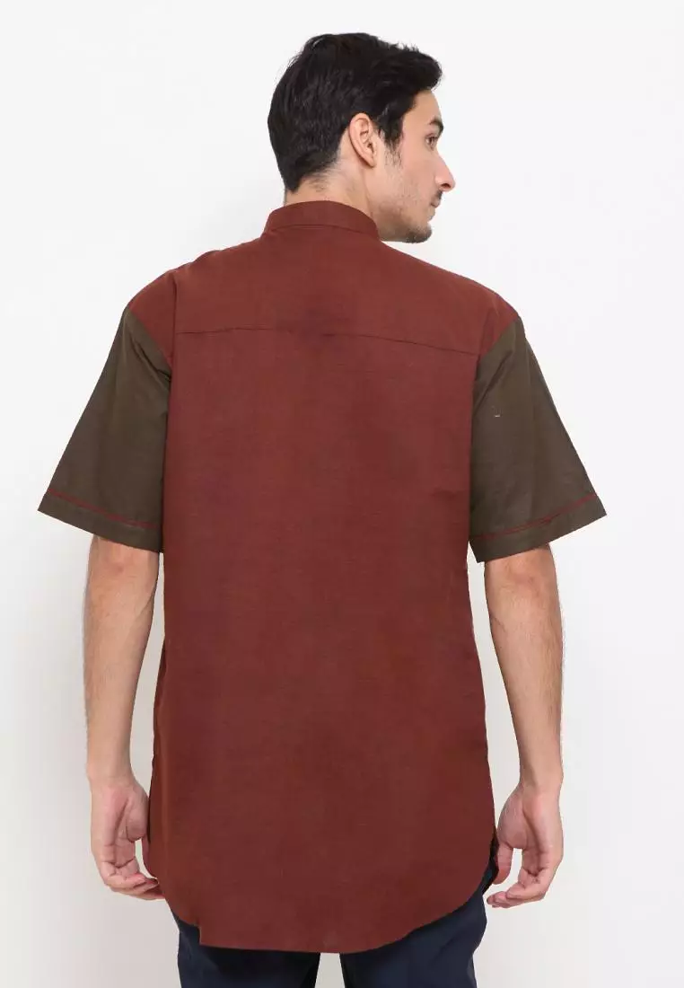 Zayidan Baju Koko Gamis Muslim Pria Jafar - Coklat