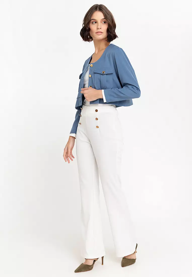 Layken Collarless Button Down Jacket