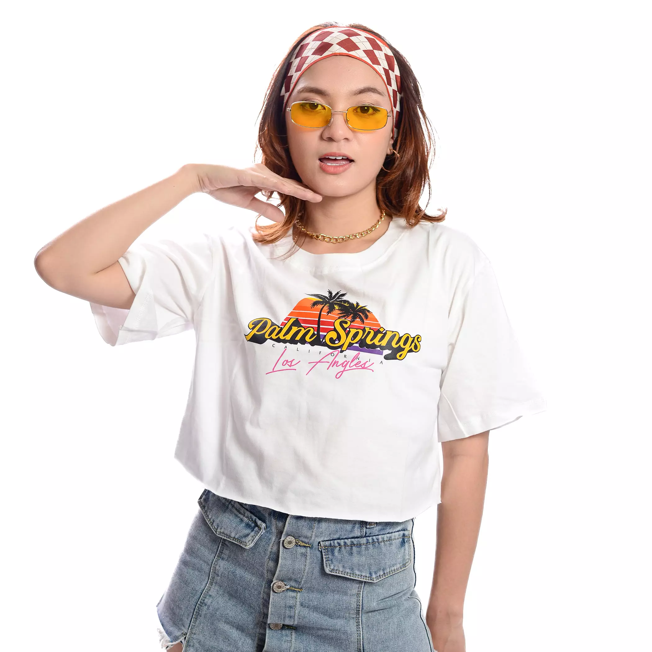 Enough For Today - Kaos Crop Oversize Palm Springs White