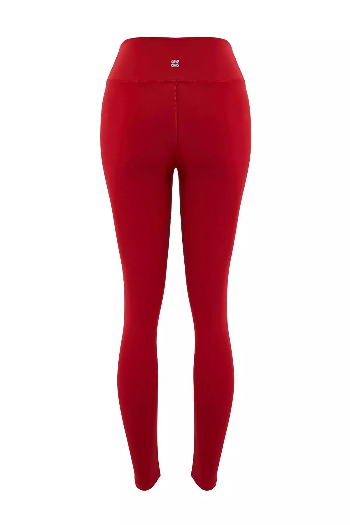 Red Soft Brushed Fabric Reflector Print Detailed Full Length Knitted Sports Leggings Thmaw25Ty2
