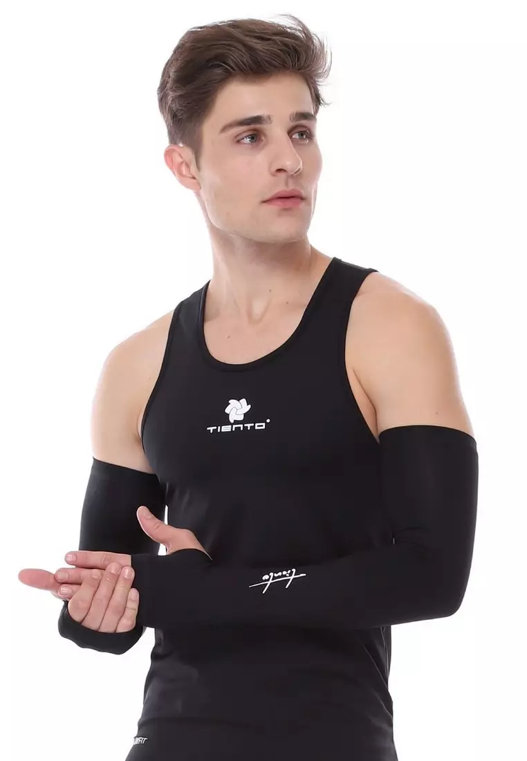 Manset Tangan / Hand Sleeve/ Arm Sleeve Black thumbhole Men