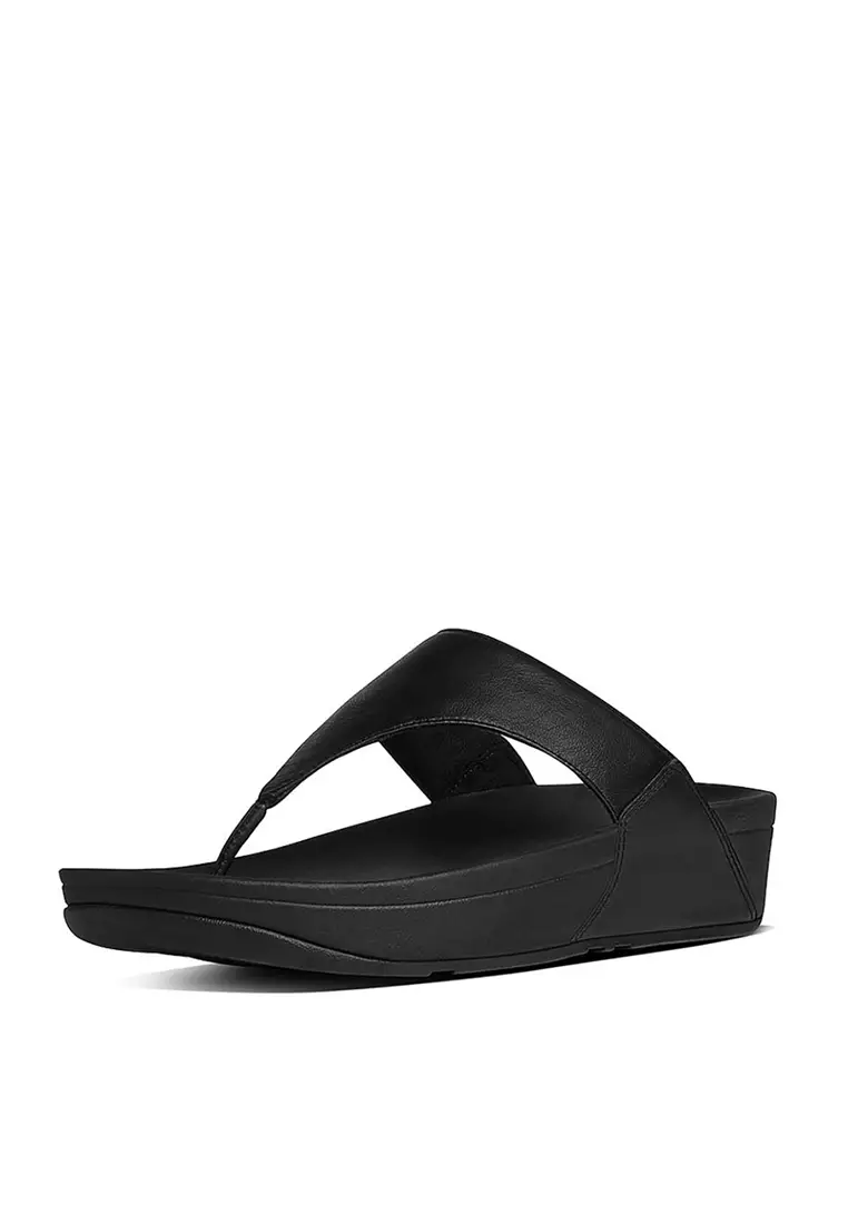 FitFlop LULU Women's Leather Toe-Post Sandals - Black (I88-001)