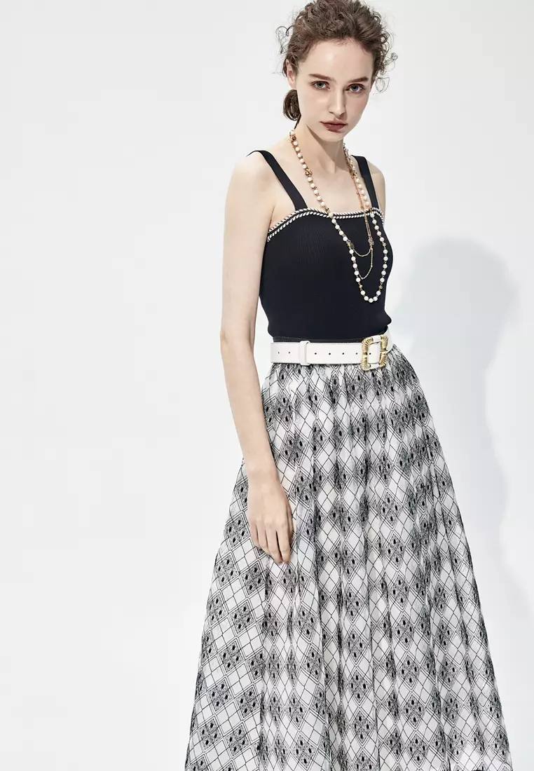 Black and white diamond cheap skirt