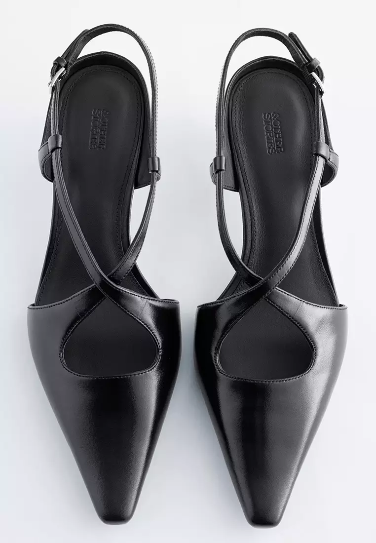 Criss-Cross Leather Slingback Pumps